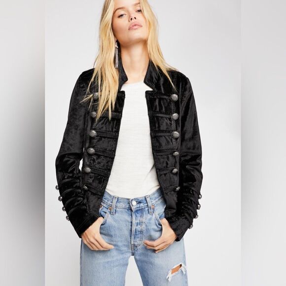NWT Free People Velvet Fitted Military Jacket Small - Picture 2 of 13